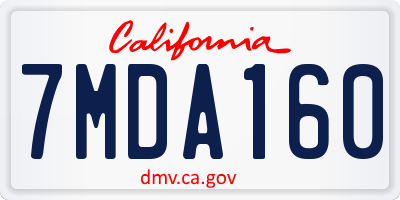 CA license plate 7MDA160