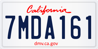 CA license plate 7MDA161