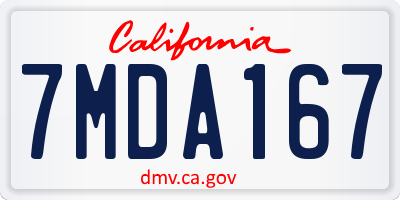 CA license plate 7MDA167