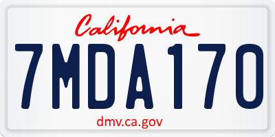 CA license plate 7MDA170