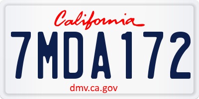 CA license plate 7MDA172
