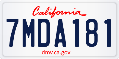 CA license plate 7MDA181