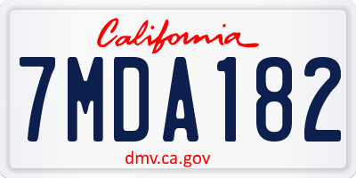 CA license plate 7MDA182