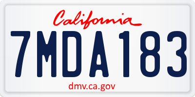 CA license plate 7MDA183