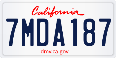 CA license plate 7MDA187