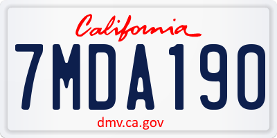 CA license plate 7MDA190