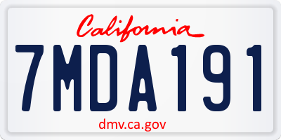 CA license plate 7MDA191