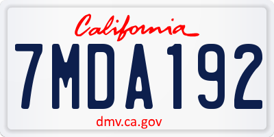 CA license plate 7MDA192