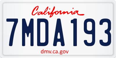 CA license plate 7MDA193