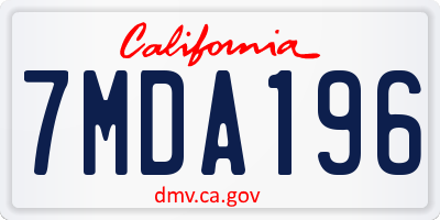 CA license plate 7MDA196