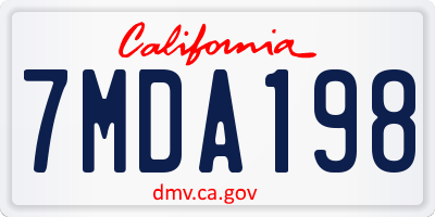 CA license plate 7MDA198