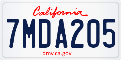 CA license plate 7MDA205