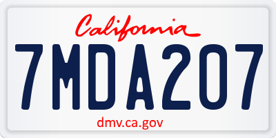 CA license plate 7MDA207