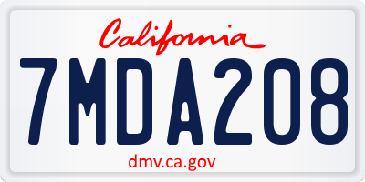 CA license plate 7MDA208