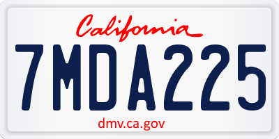 CA license plate 7MDA225