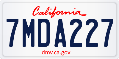 CA license plate 7MDA227