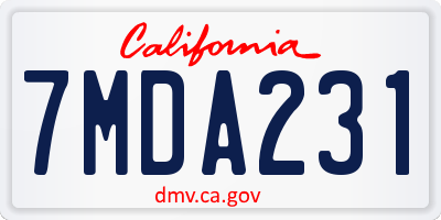 CA license plate 7MDA231