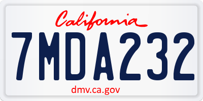 CA license plate 7MDA232