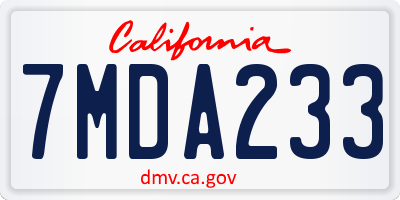 CA license plate 7MDA233
