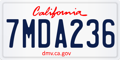 CA license plate 7MDA236