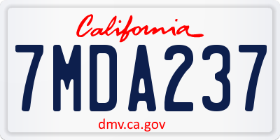 CA license plate 7MDA237