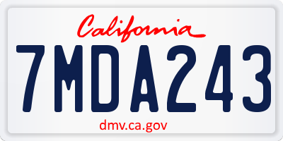 CA license plate 7MDA243