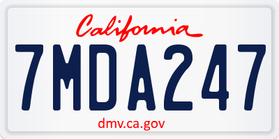 CA license plate 7MDA247