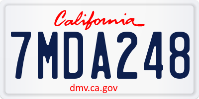 CA license plate 7MDA248