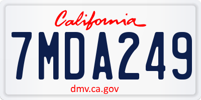 CA license plate 7MDA249
