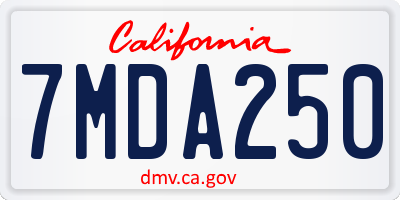 CA license plate 7MDA250