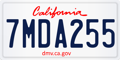 CA license plate 7MDA255