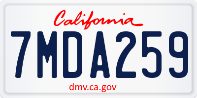 CA license plate 7MDA259