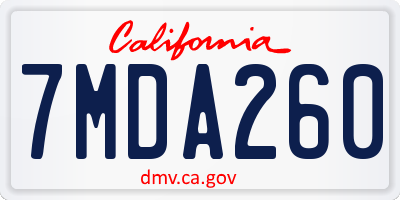 CA license plate 7MDA260