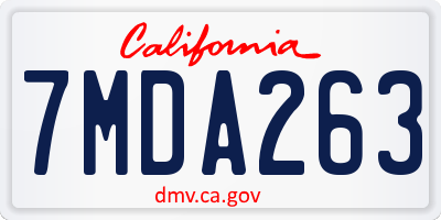CA license plate 7MDA263