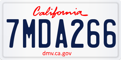 CA license plate 7MDA266