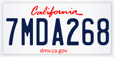 CA license plate 7MDA268