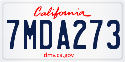 CA license plate 7MDA273