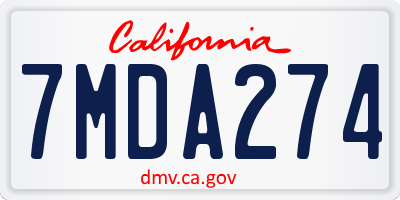 CA license plate 7MDA274