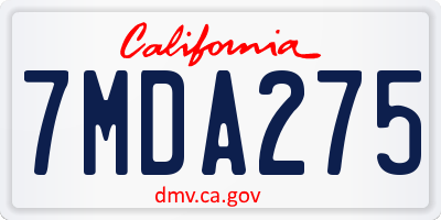 CA license plate 7MDA275