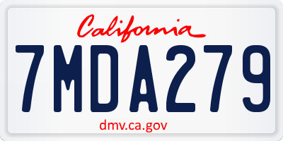 CA license plate 7MDA279