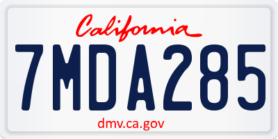CA license plate 7MDA285