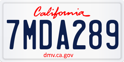 CA license plate 7MDA289