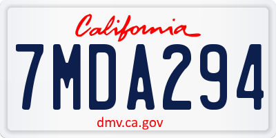 CA license plate 7MDA294