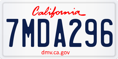 CA license plate 7MDA296