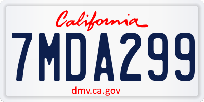 CA license plate 7MDA299