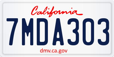 CA license plate 7MDA303