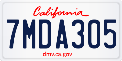 CA license plate 7MDA305
