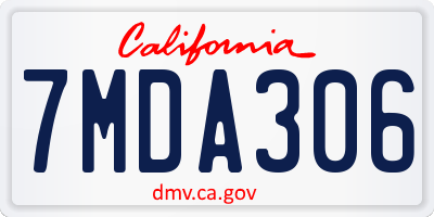 CA license plate 7MDA306