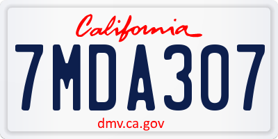 CA license plate 7MDA307