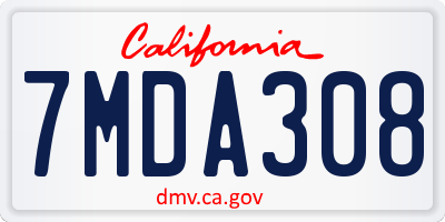 CA license plate 7MDA308